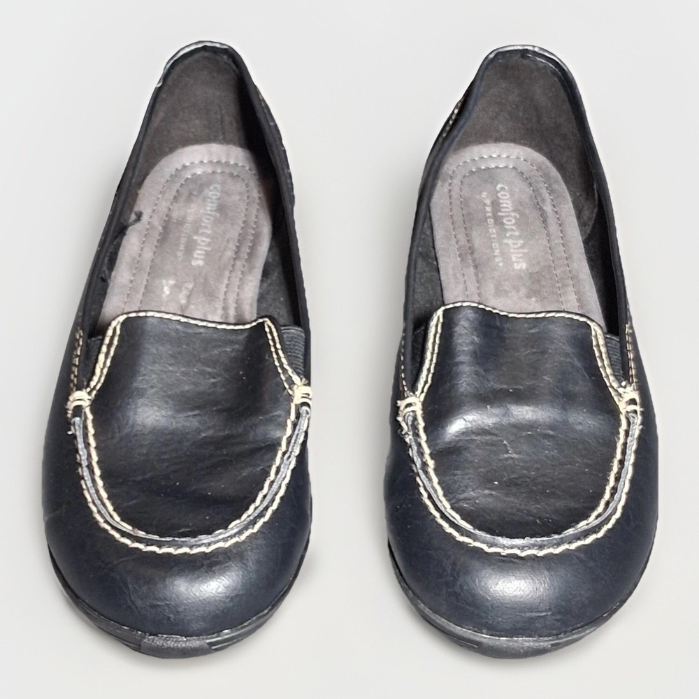 Comfort Plus by Predictions Navy Blue Moc Toe Loafers Womens 6W Slip On Flats - Picture 4 of 6